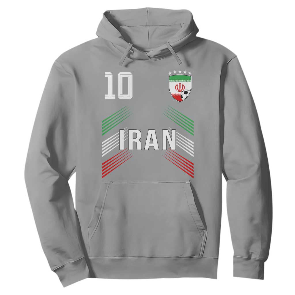 Iran Soccer Sports Graphic Number 10 Jersey Style Hoodie Proud Iranian Football Fans Game Day Pride TS02 Sport Gray Print Your Wear
