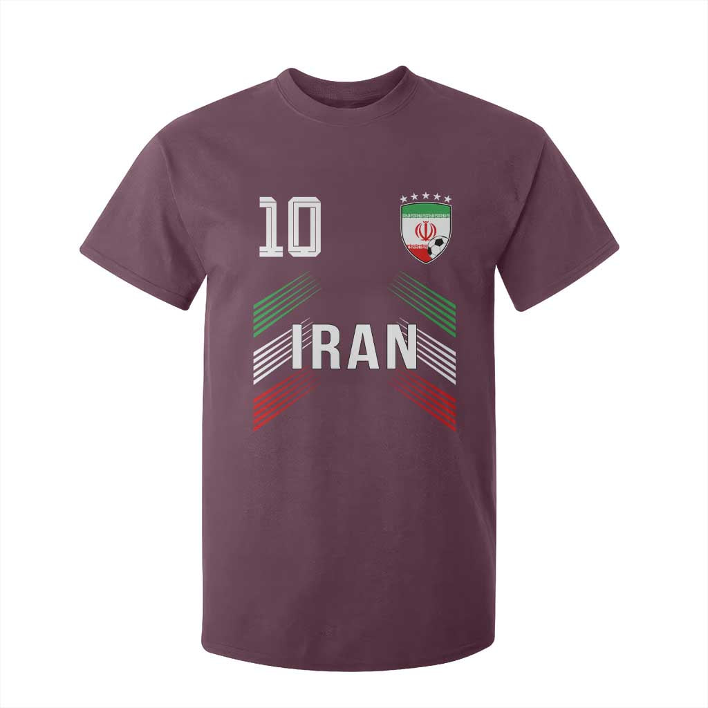 Iran Soccer Sports Graphic Number 10 Jersey Style T Shirt For Kid Proud Iranian Football Fans Game Day Pride TS02 Maroon Print Your Wear
