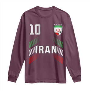 Iran Soccer Sports Graphic Number 10 Jersey Style Long Sleeve Shirt Proud Iranian Football Fans Game Day Pride TS02 Maroon Print Your Wear