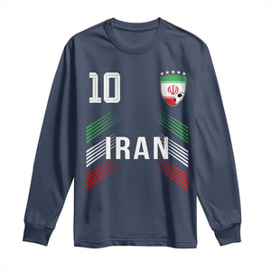 Iran Soccer Sports Graphic Number 10 Jersey Style Long Sleeve Shirt Proud Iranian Football Fans Game Day Pride TS02 Navy Print Your Wear
