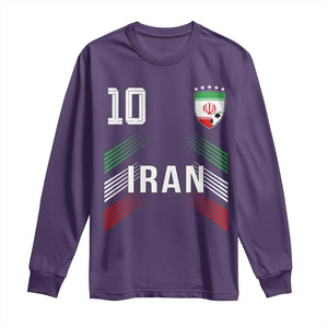 Iran Soccer Sports Graphic Number 10 Jersey Style Long Sleeve Shirt Proud Iranian Football Fans Game Day Pride TS02 Purple Print Your Wear