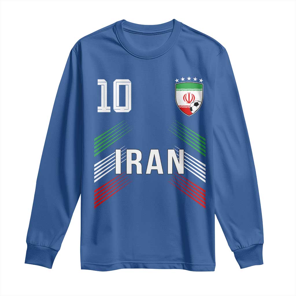 Iran Soccer Sports Graphic Number 10 Jersey Style Long Sleeve Shirt Proud Iranian Football Fans Game Day Pride TS02 Royal Blue Print Your Wear