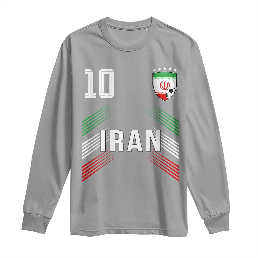 Iran Soccer Sports Graphic Number 10 Jersey Style Long Sleeve Shirt Proud Iranian Football Fans Game Day Pride TS02 Sport Gray Print Your Wear