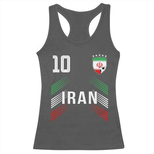 Iran Soccer Sports Graphic Number 10 Jersey Style Racerback Tank Top Proud Iranian Football Fans Game Day Pride TS02 Dark Heather Print Your Wear