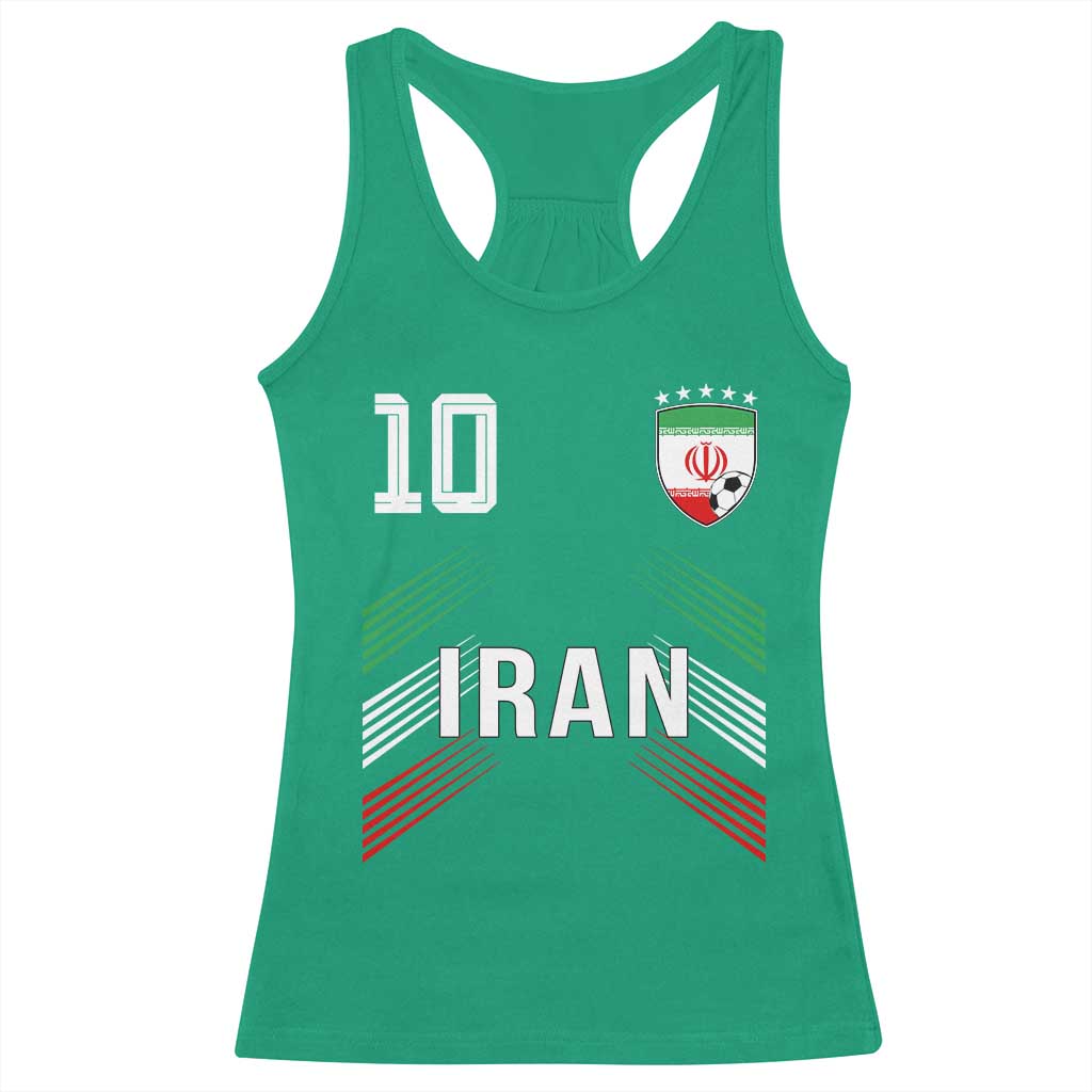 Iran Soccer Sports Graphic Number 10 Jersey Style Racerback Tank Top Proud Iranian Football Fans Game Day Pride TS02 Irish Green Print Your Wear
