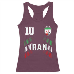 Iran Soccer Sports Graphic Number 10 Jersey Style Racerback Tank Top Proud Iranian Football Fans Game Day Pride TS02 Maroon Print Your Wear