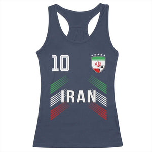 Iran Soccer Sports Graphic Number 10 Jersey Style Racerback Tank Top Proud Iranian Football Fans Game Day Pride TS02 Navy Print Your Wear