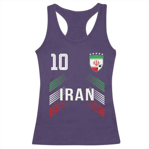 Iran Soccer Sports Graphic Number 10 Jersey Style Racerback Tank Top Proud Iranian Football Fans Game Day Pride TS02 Purple Print Your Wear