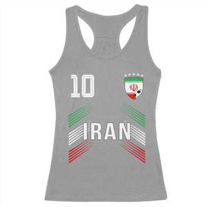 Iran Soccer Sports Graphic Number 10 Jersey Style Racerback Tank Top Proud Iranian Football Fans Game Day Pride TS02 Sport Gray Print Your Wear