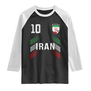 Iran Soccer Sports Graphic Number 10 Jersey Style Raglan Shirt Proud Iranian Football Fans Game Day Pride TS02 Black White Print Your Wear
