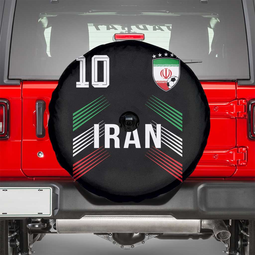 Iran Soccer Sports Graphic Number 10 Jersey Style Spare Tire Cover Proud Iranian Football Fans Game Day Pride TS02 Black Print Your Wear