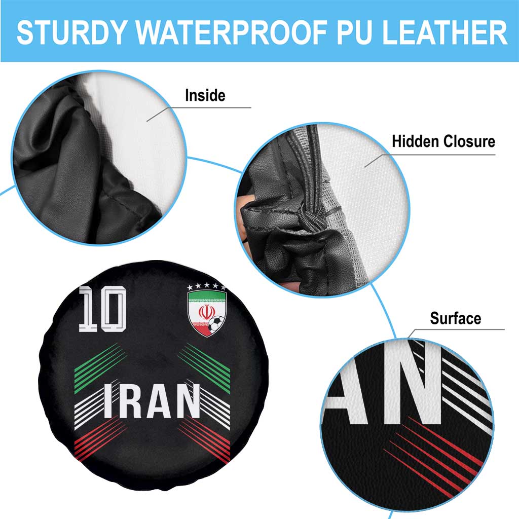 Iran Soccer Sports Graphic Number 10 Jersey Style Spare Tire Cover Proud Iranian Football Fans Game Day Pride TS02 Print Your Wear