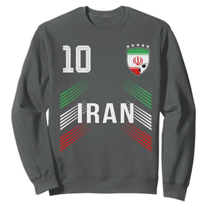 Iran Soccer Sports Graphic Number 10 Jersey Style Sweatshirt Proud Iranian Football Fans Game Day Pride TS02 Dark Heather Print Your Wear