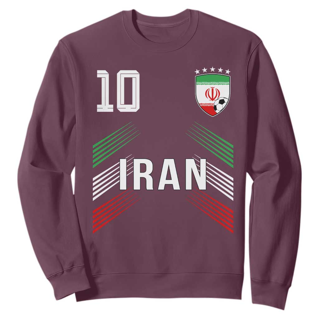 Iran Soccer Sports Graphic Number 10 Jersey Style Sweatshirt Proud Iranian Football Fans Game Day Pride TS02 Maroon Print Your Wear
