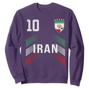 Iran Soccer Sports Graphic Number 10 Jersey Style Sweatshirt Proud Iranian Football Fans Game Day Pride TS02 Purple Print Your Wear