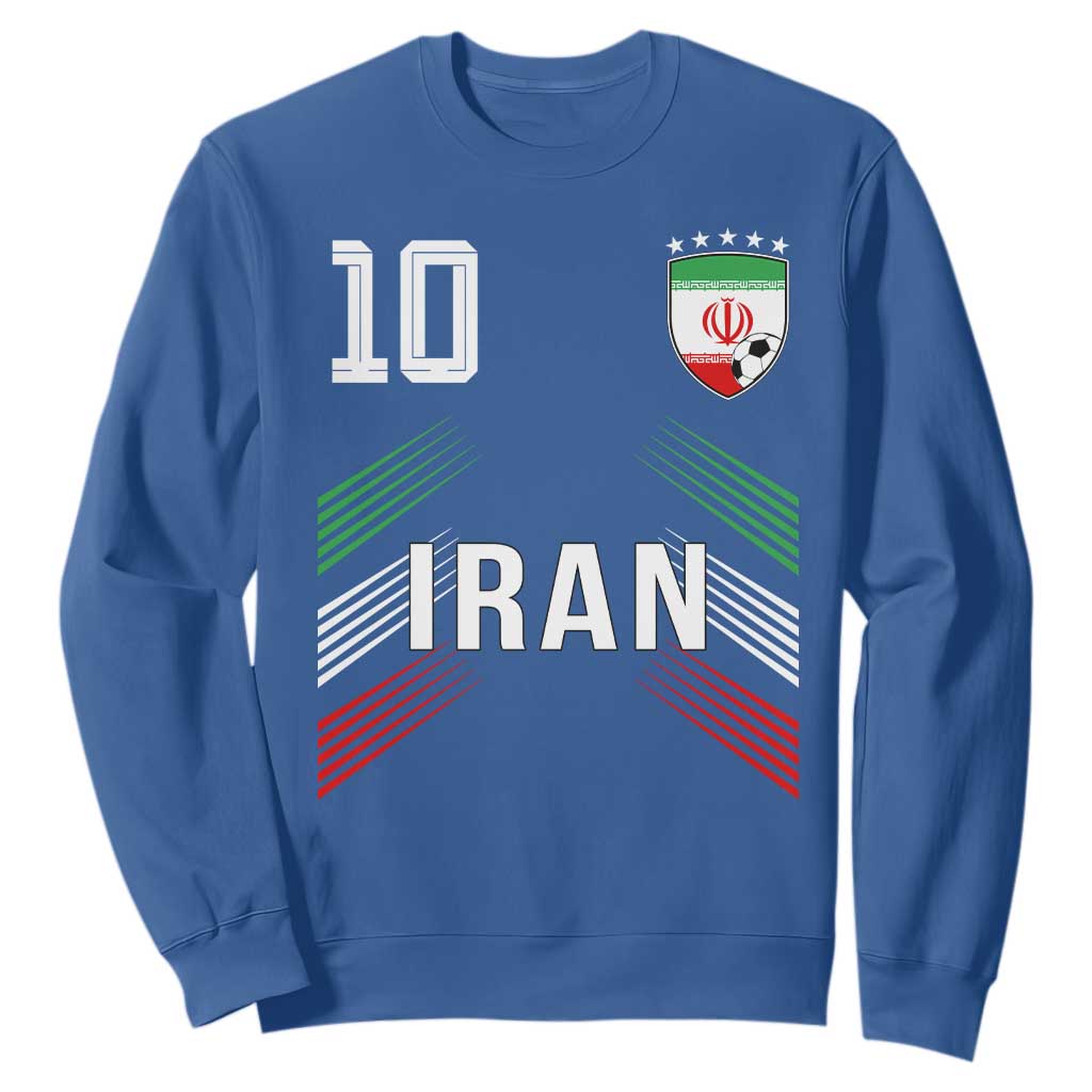 Iran Soccer Sports Graphic Number 10 Jersey Style Sweatshirt Proud Iranian Football Fans Game Day Pride TS02 Royal Blue Print Your Wear