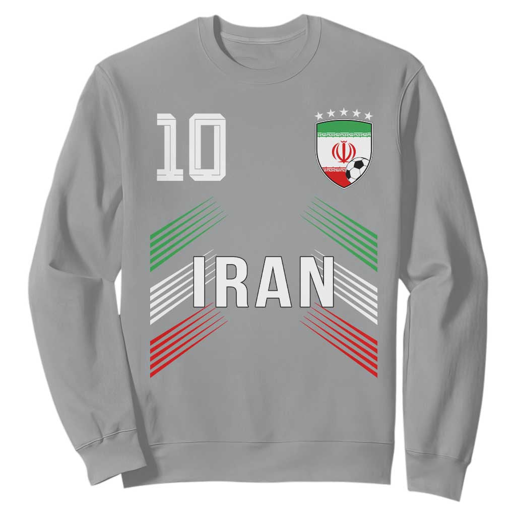 Iran Soccer Sports Graphic Number 10 Jersey Style Sweatshirt Proud Iranian Football Fans Game Day Pride TS02 Sport Gray Print Your Wear
