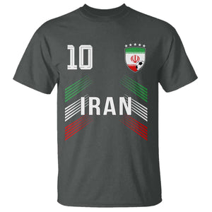 Iran Soccer Sports Graphic Number 10 Jersey Style T Shirt Proud Iranian Football Fans Game Day Pride TS02 Dark Heather Print Your Wear