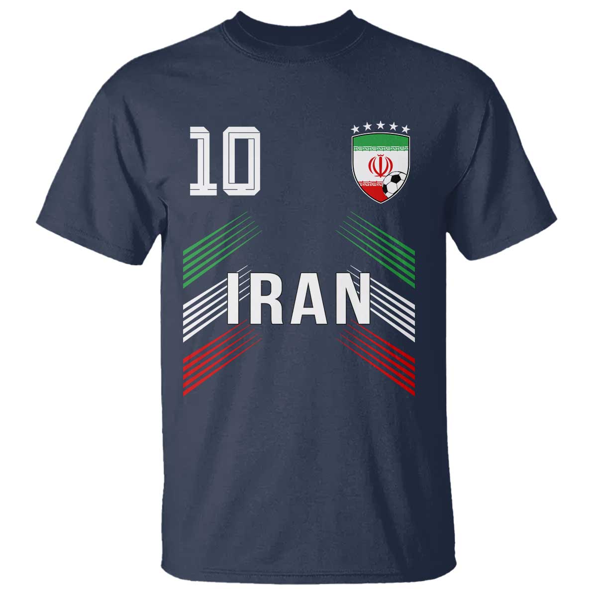 Iran Soccer Sports Graphic Number 10 Jersey Style T Shirt Proud Iranian Football Fans Game Day Pride TS02 Navy Print Your Wear