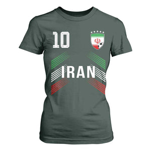 Iran Soccer Sports Graphic Number 10 Jersey Style T Shirt For Women Proud Iranian Football Fans Game Day Pride TS02 Dark Forest Green Print Your Wear