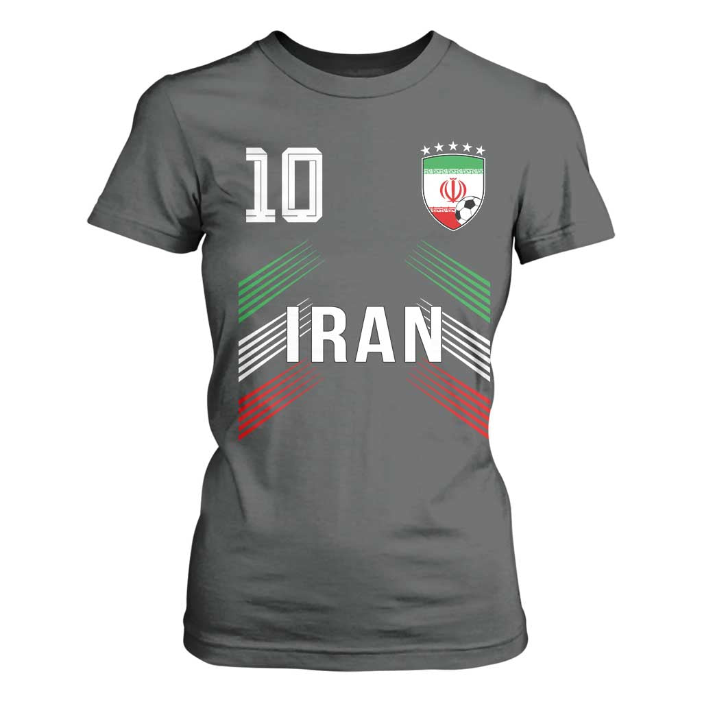 Iran Soccer Sports Graphic Number 10 Jersey Style T Shirt For Women Proud Iranian Football Fans Game Day Pride TS02 Dark Heather Print Your Wear