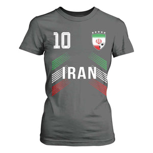 Iran Soccer Sports Graphic Number 10 Jersey Style T Shirt For Women Proud Iranian Football Fans Game Day Pride TS02 Dark Heather Print Your Wear