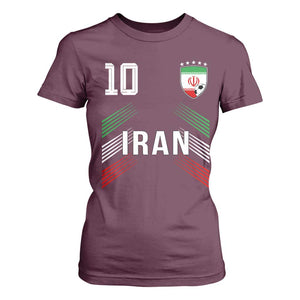 Iran Soccer Sports Graphic Number 10 Jersey Style T Shirt For Women Proud Iranian Football Fans Game Day Pride TS02 Maroon Print Your Wear
