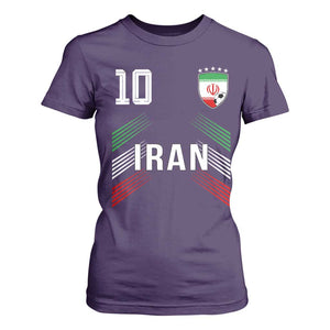 Iran Soccer Sports Graphic Number 10 Jersey Style T Shirt For Women Proud Iranian Football Fans Game Day Pride TS02 Purple Print Your Wear