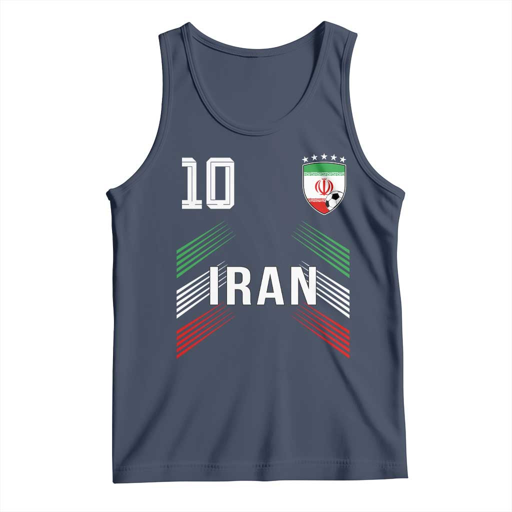 Iran Soccer Sports Graphic Number 10 Jersey Style Tank Top Proud Iranian Football Fans Game Day Pride TS02 Navy Print Your Wear