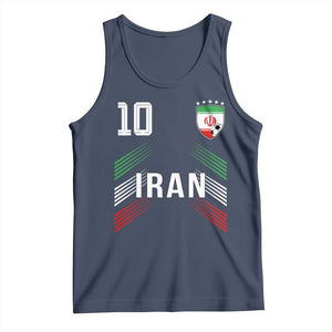 Iran Soccer Sports Graphic Number 10 Jersey Style Tank Top Proud Iranian Football Fans Game Day Pride TS02 Navy Print Your Wear