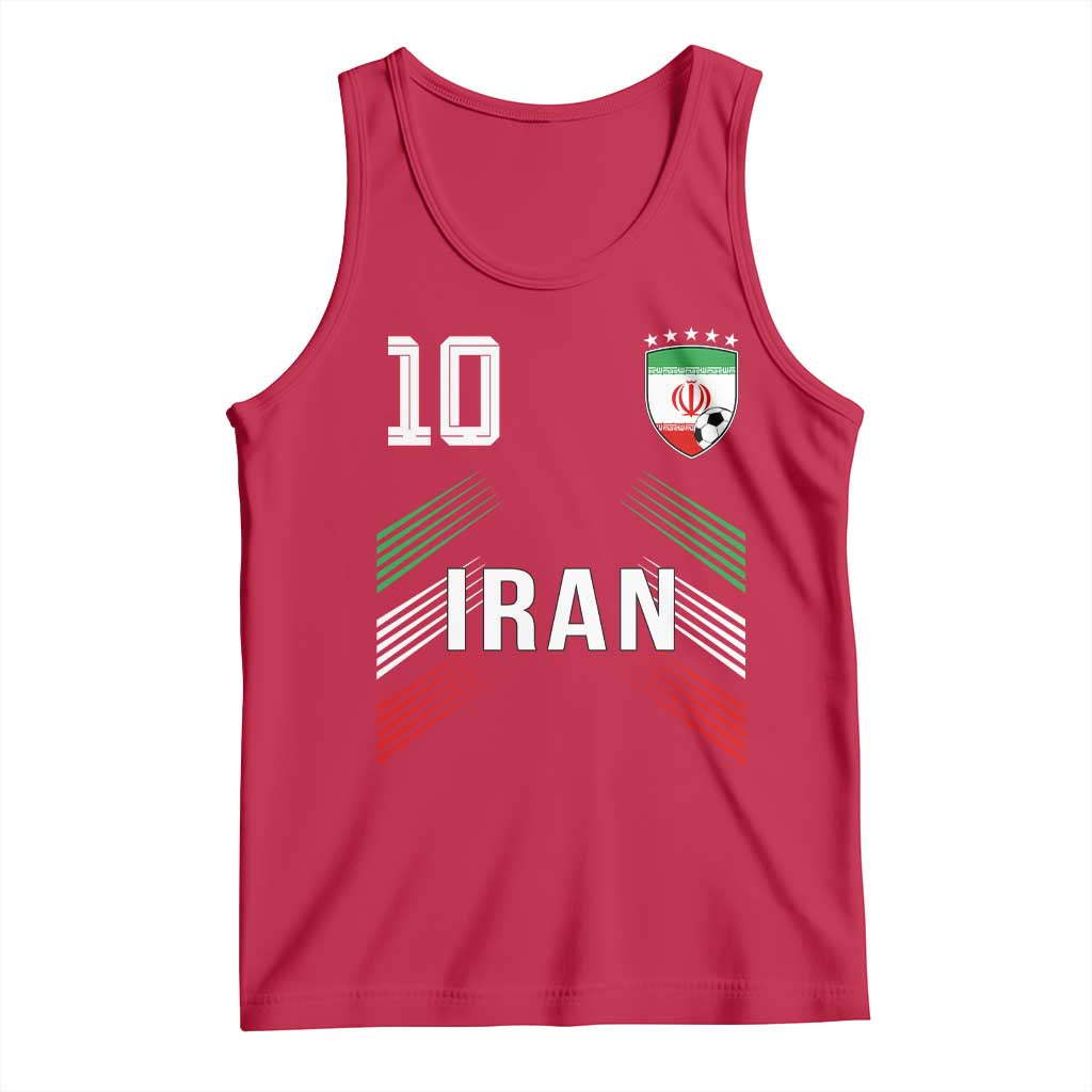 Iran Soccer Sports Graphic Number 10 Jersey Style Tank Top Proud Iranian Football Fans Game Day Pride TS02 Red Print Your Wear