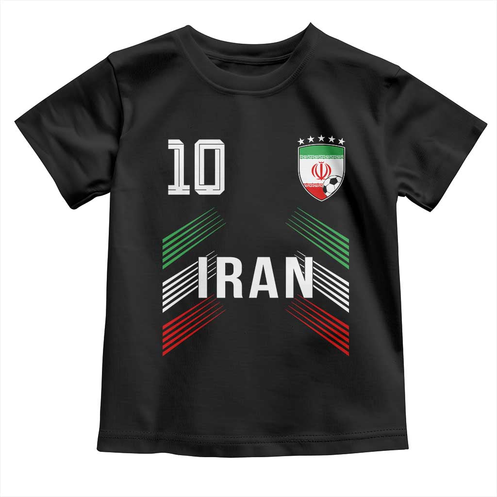 Iran Soccer Sports Graphic Number 10 Jersey Style Toddler T Shirt Proud Iranian Football Fans Game Day Pride TS02 Black Print Your Wear