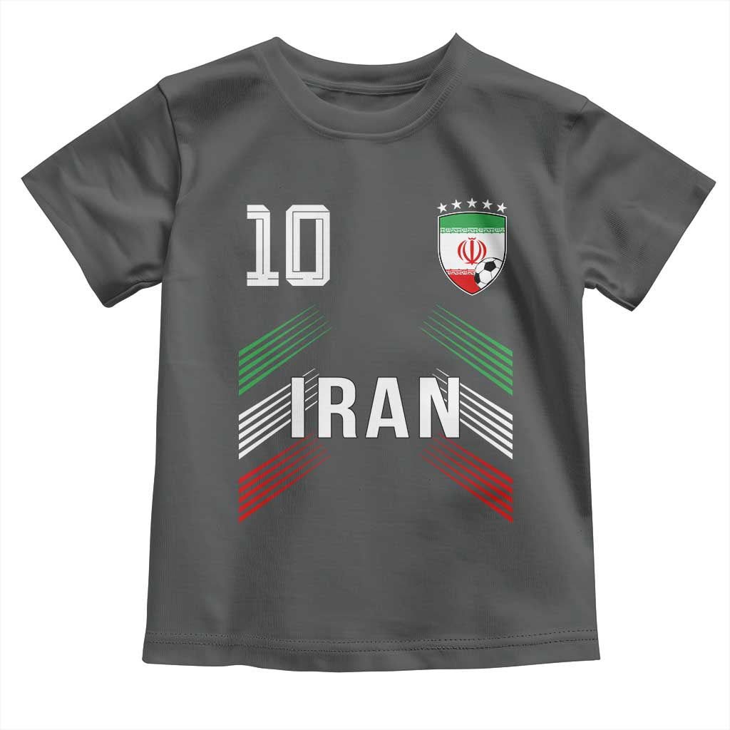 Iran Soccer Sports Graphic Number 10 Jersey Style Toddler T Shirt Proud Iranian Football Fans Game Day Pride TS02 Dark Heather Print Your Wear
