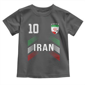 Iran Soccer Sports Graphic Number 10 Jersey Style Toddler T Shirt Proud Iranian Football Fans Game Day Pride TS02 Dark Heather Print Your Wear
