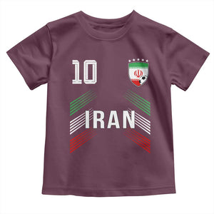 Iran Soccer Sports Graphic Number 10 Jersey Style Toddler T Shirt Proud Iranian Football Fans Game Day Pride TS02 Maroon Print Your Wear