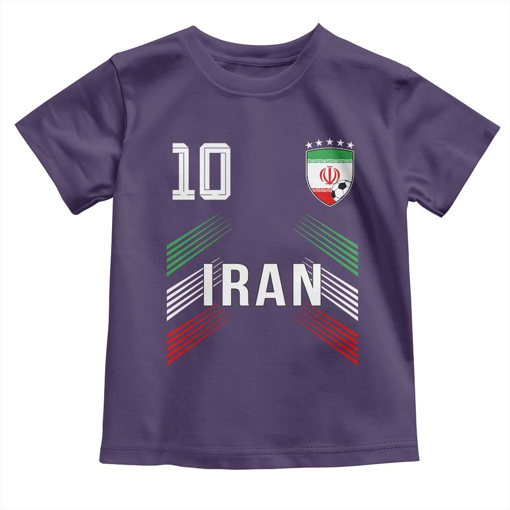 Iran Soccer Sports Graphic Number 10 Jersey Style Toddler T Shirt Proud Iranian Football Fans Game Day Pride TS02 Purple Print Your Wear