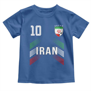 Iran Soccer Sports Graphic Number 10 Jersey Style Toddler T Shirt Proud Iranian Football Fans Game Day Pride TS02 Royal Blue Print Your Wear