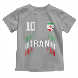Iran Soccer Sports Graphic Number 10 Jersey Style Toddler T Shirt Proud Iranian Football Fans Game Day Pride TS02 Sport Gray Print Your Wear