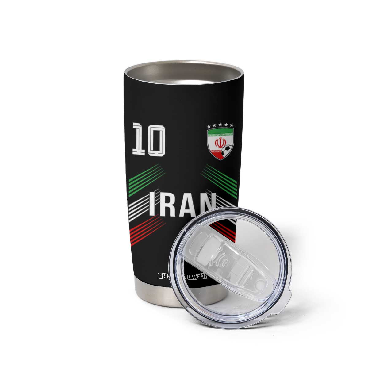 Iran Soccer Sports Graphic Number 10 Jersey Style Tumbler Cup Proud Iranian Football Fans Game Day Pride TS02 Print Your Wear