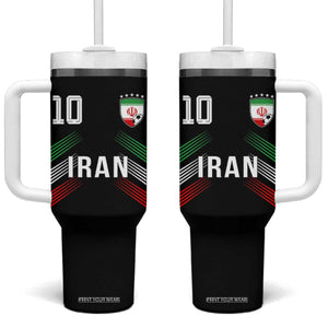 Iran Soccer Sports Graphic Number 10 Jersey Style Tumbler With Handle Proud Iranian Football Fans Game Day Pride TS02 One Size: 40 oz Black Print Your Wear