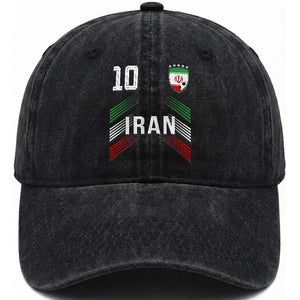 Iran Soccer Sports Graphic Number 10 Jersey Style Washed Cotton Baseball Cap Proud Iranian Football Fans Game Day Pride TS02 Print Your Wear
