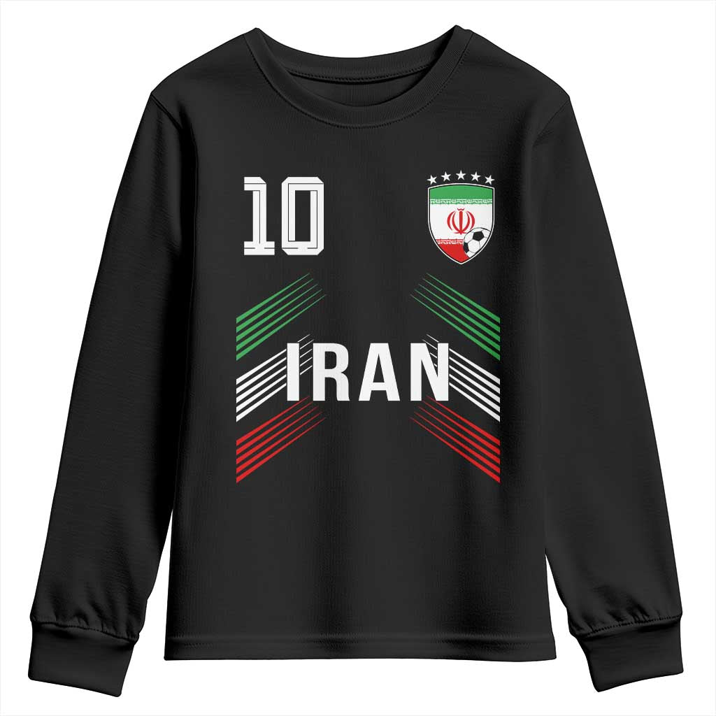 Iran Soccer Sports Graphic Number 10 Jersey Style Youth Sweatshirt Proud Iranian Football Fans Game Day Pride TS02 Black Print Your Wear