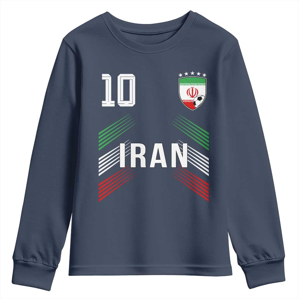 Iran Soccer Sports Graphic Number 10 Jersey Style Youth Sweatshirt Proud Iranian Football Fans Game Day Pride TS02 Navy Print Your Wear