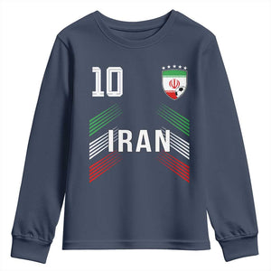 Iran Soccer Sports Graphic Number 10 Jersey Style Youth Sweatshirt Proud Iranian Football Fans Game Day Pride TS02 Navy Print Your Wear