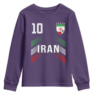 Iran Soccer Sports Graphic Number 10 Jersey Style Youth Sweatshirt Proud Iranian Football Fans Game Day Pride TS02 Purple Print Your Wear