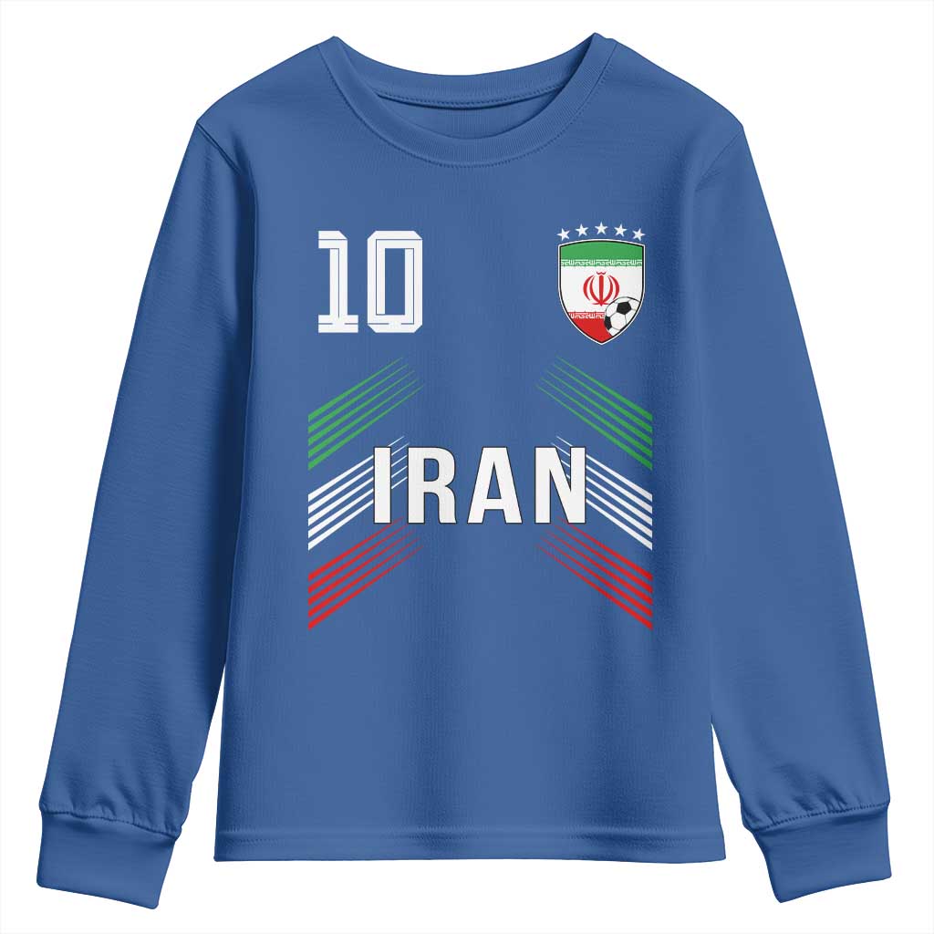 Iran Soccer Sports Graphic Number 10 Jersey Style Youth Sweatshirt Proud Iranian Football Fans Game Day Pride TS02 Royal Blue Print Your Wear