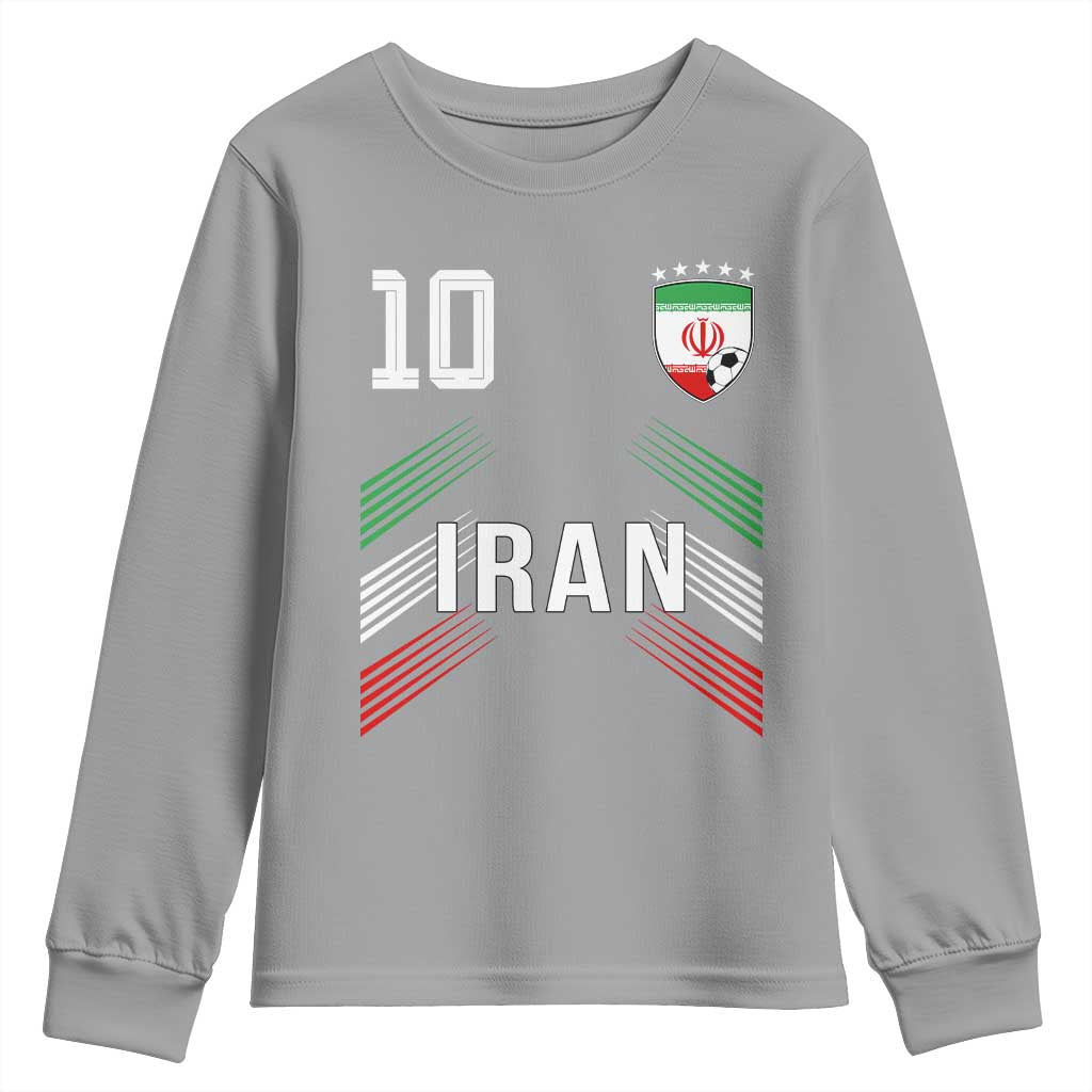 Iran Soccer Sports Graphic Number 10 Jersey Style Youth Sweatshirt Proud Iranian Football Fans Game Day Pride TS02 Sport Gray Print Your Wear