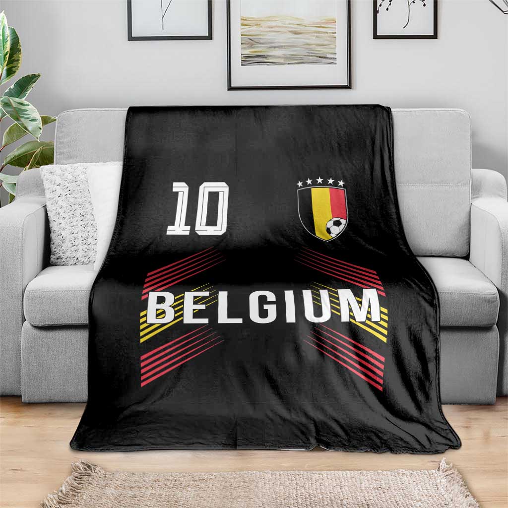 Belgium Soccer Sports Graphic Number 10 Jersey Style Throw Blanket Proud Belgian Football Fans Game Day Pride TS02 Print Your Wear