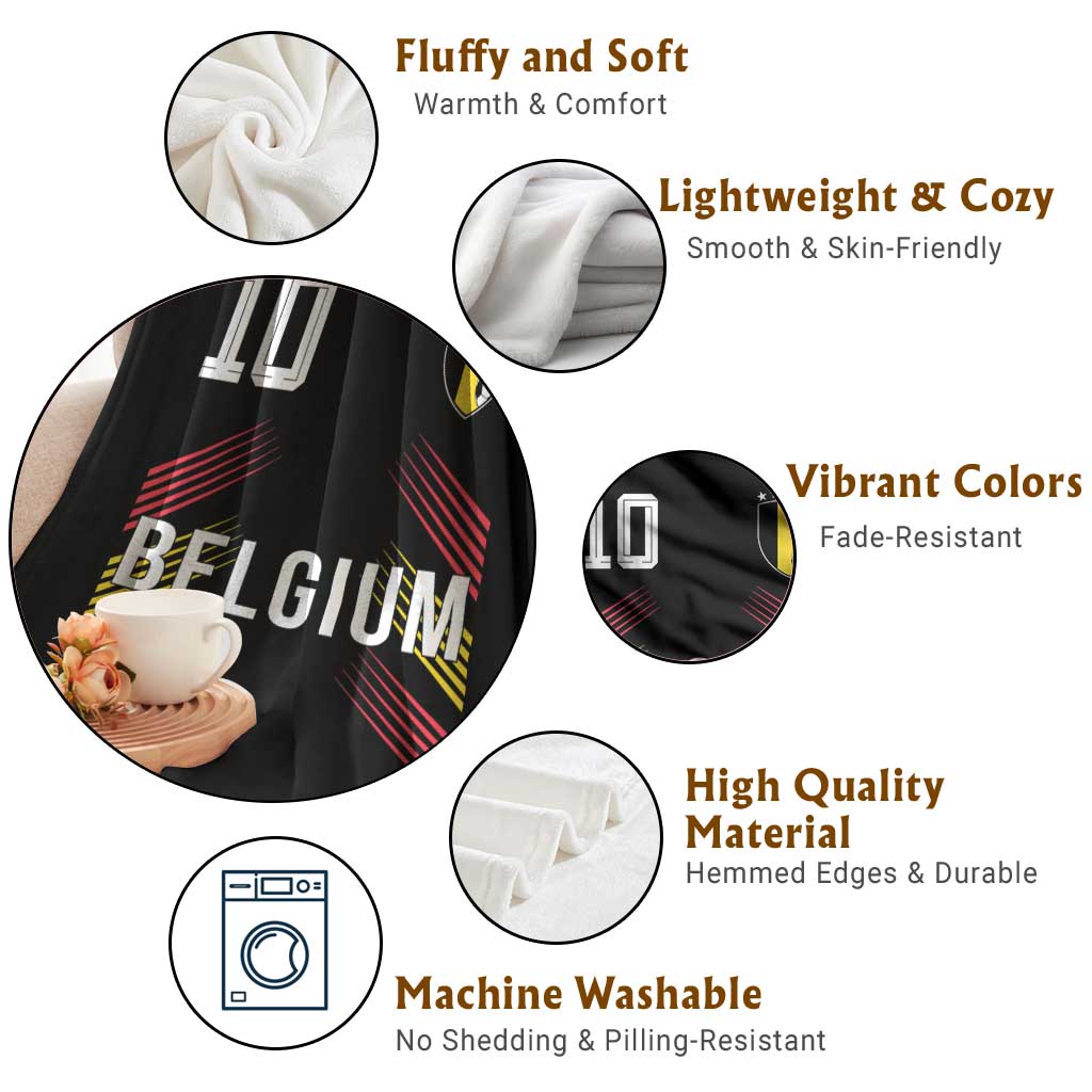 Belgium Soccer Sports Graphic Number 10 Jersey Style Throw Blanket Proud Belgian Football Fans Game Day Pride TS02 Print Your Wear