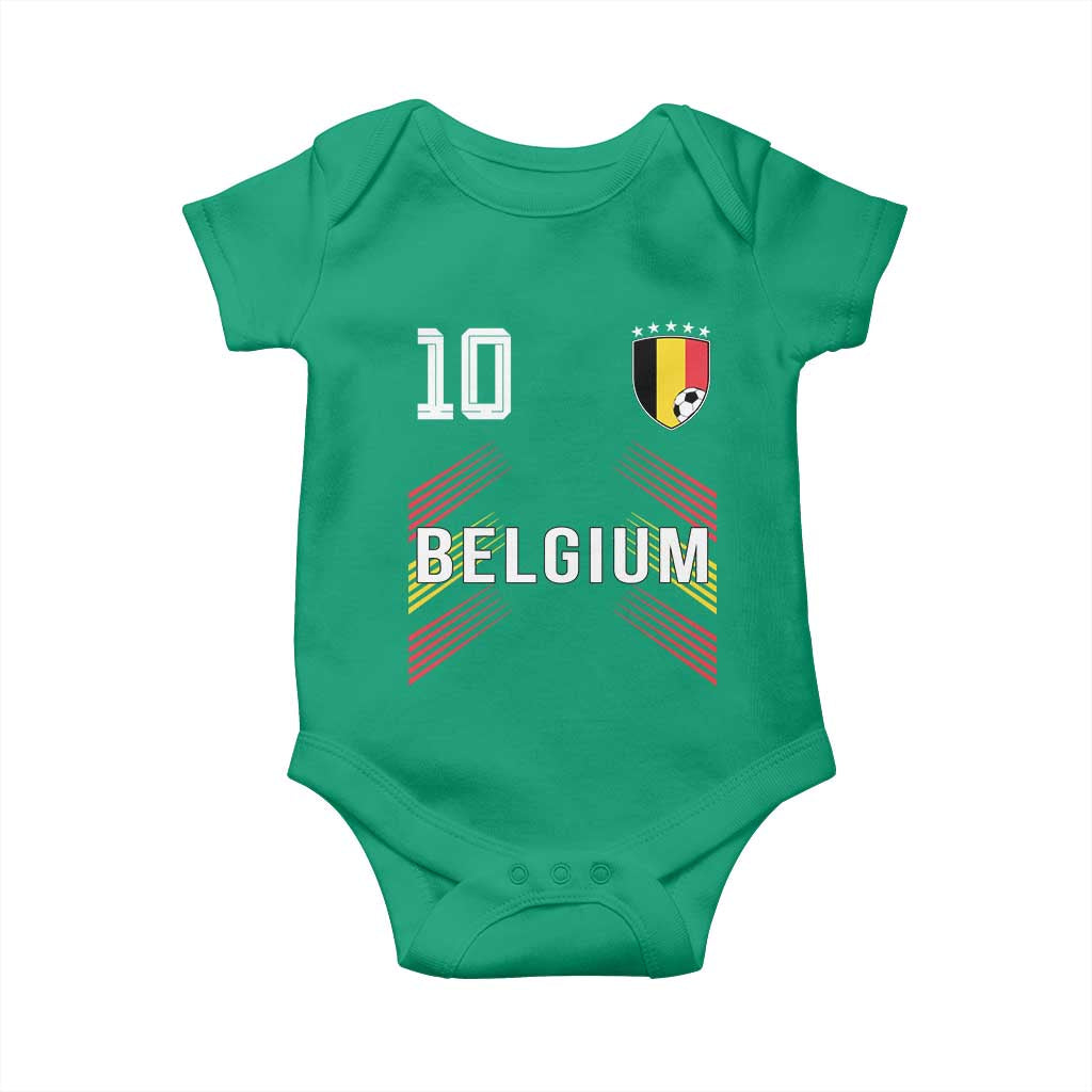 Belgium Soccer Sports Graphic Number 10 Jersey Style Baby Onesie Proud Belgian Football Fans Game Day Pride TS02 Irish Green Print Your Wear